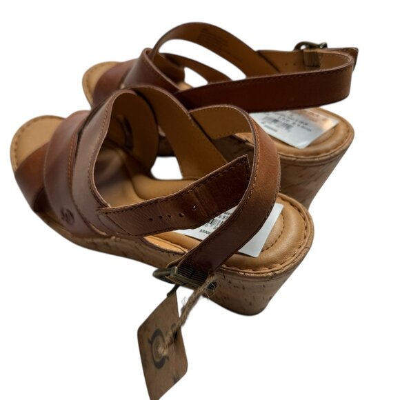 NEW NWT SAMI CORK WEDGE SANDAL BY BORN BRAND. TAN. SIZE WOMEN'S 10M. - Picture 7 of 14